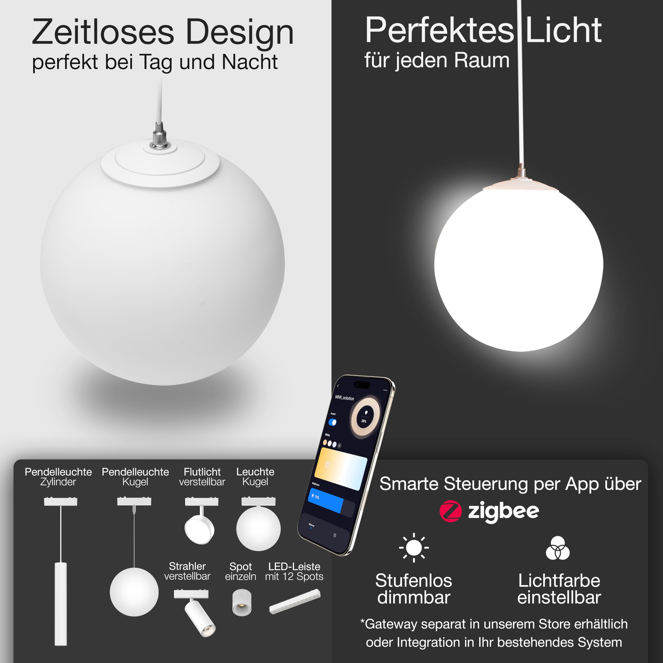 LED Pendelleuchte Zigbee dimmbar 9W Hängelampe für Schienensystem Weiß