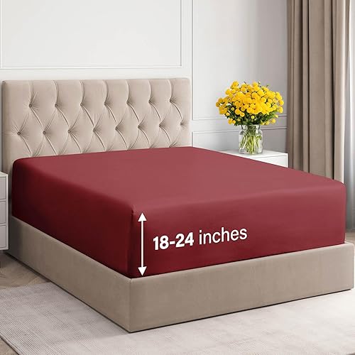 Sábana bajera de bolsillo extra profundo, algodón de 400 hilos, sábana bajera tamaño California King, sábanas de algodón Cal King, bolsillo extra