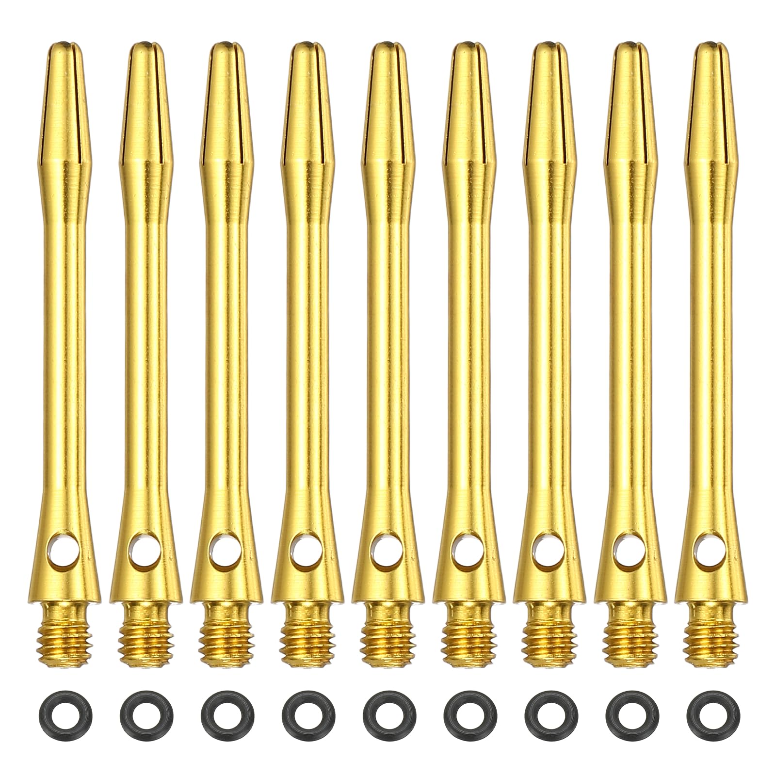YELARXI Dart Shafts for Steel Tip, Medium 2BA Thread Aluminum Dart Shaft Set with Black Rubber Ring Replacement Accessories For (Darts Training/Sharpener), 45mm & 24 Set & Yellow