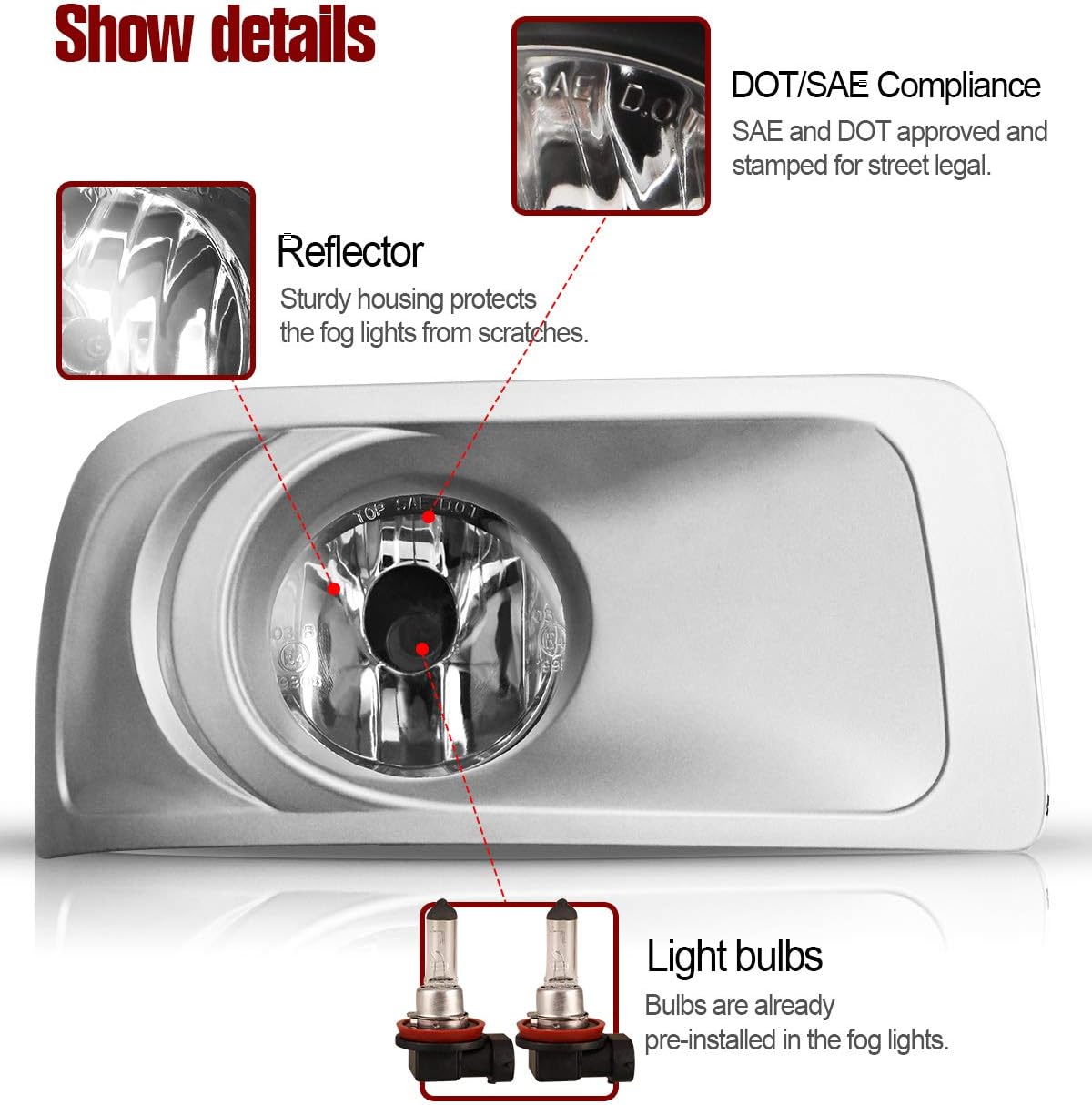 AUTOWIKI Fog Lights Fit For Subaru Outback 2010-2012 Fog Light Assembly 2PCS OEM Replacement Fog Lamps