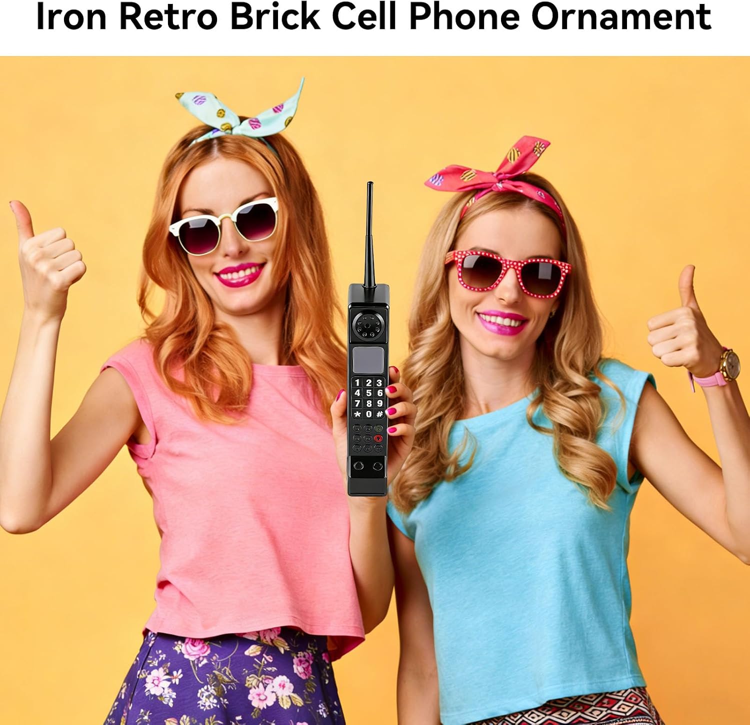 Retro 80s 90s Vintage Brick Cell Phone Ornament, Old School Brick Cell Phone Prop for 80s 90s Party Photography Movie Scene Home Desktop Decoration (Black) image 3