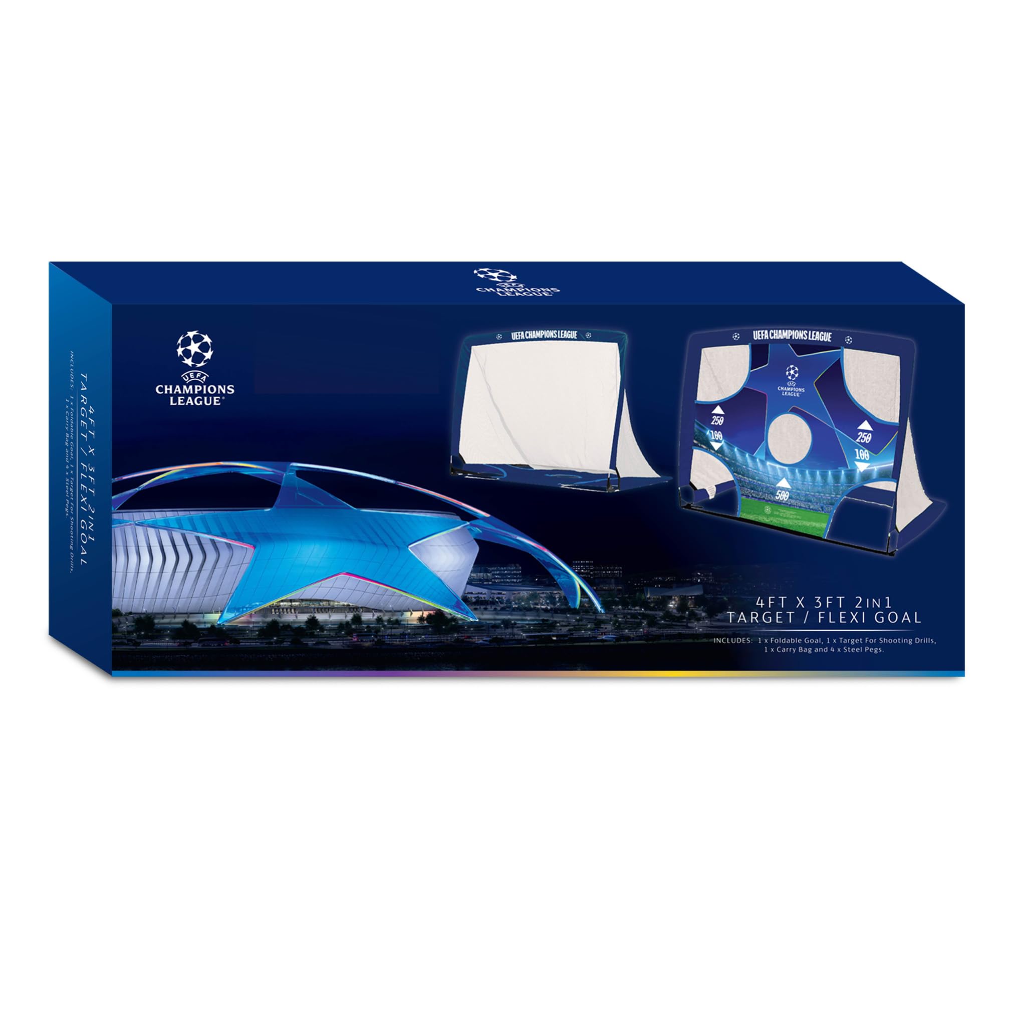 Oficjalnie licencjonowana bramka Ligi Mistrzów UEFA – 1,2 m x 0,9 m z arkuszem docelowym, UCL, towarem, przenośna siatka z torbą do przenoszenia, konstrukcja na każdą pogodę, trwały sprzęt treningowy