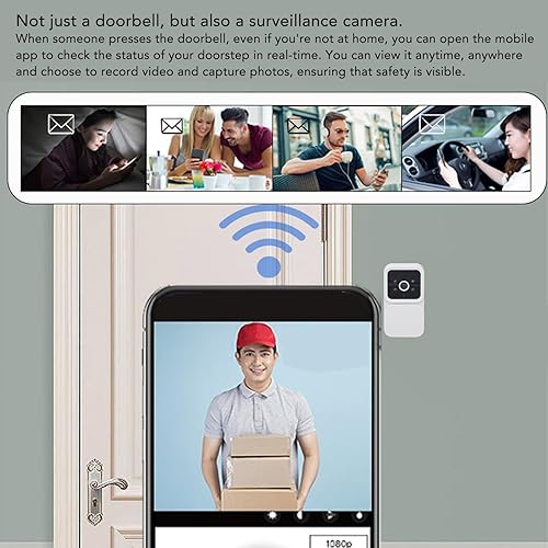Miniatura 3 de Sanpyl Timbre de puerta, timbre de video inteligente 1080P con detección humana PIR, audio de 2 vías, visión nocturna, videollamada remota,
