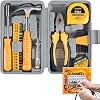 Tool Kit,24Pcs Household Repair Tool Kit,Multi-Purpose Home Hand Tool Set with Case Hammer and Allen Key Set with Electrician Tape Test Pen Wire Plier Bits Hammer