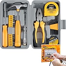 Tool Kit,24Pcs Household Repair Tool Kit,Multi-Purpose Home Hand Tool Set with Case Hammer and Allen Key Set with Electrician Tape Test Pen Wire Plier Bits Hammer