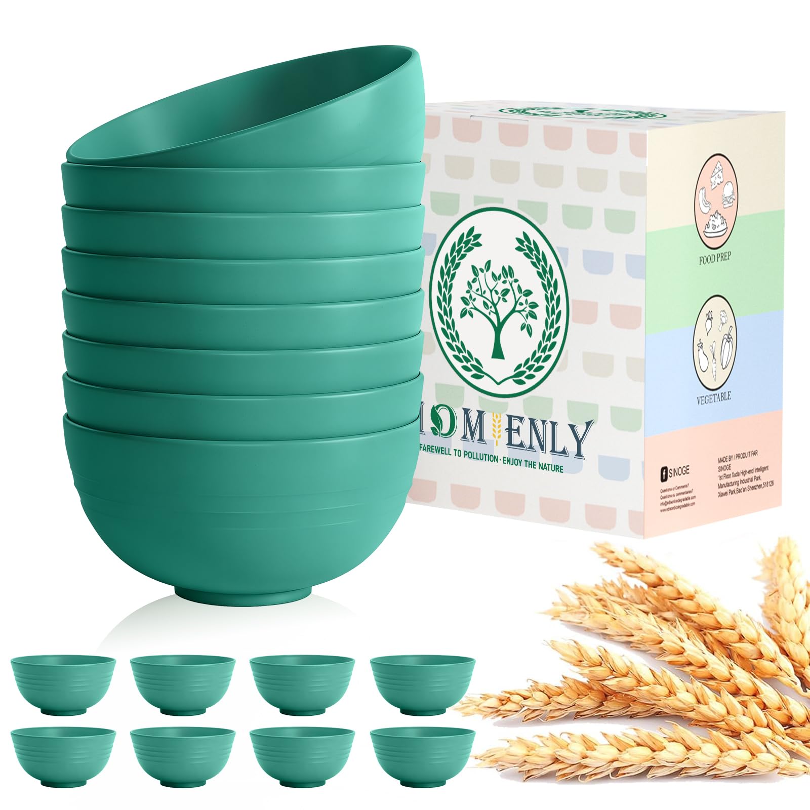 Homienly Wheat Straw Bowls, Cereal Bowls, Plastic Bowl Alternative, Set of 8, Unbreakable Microwave Safe Bowls for Soup, Salad, Dinner, Cereal, Snack,