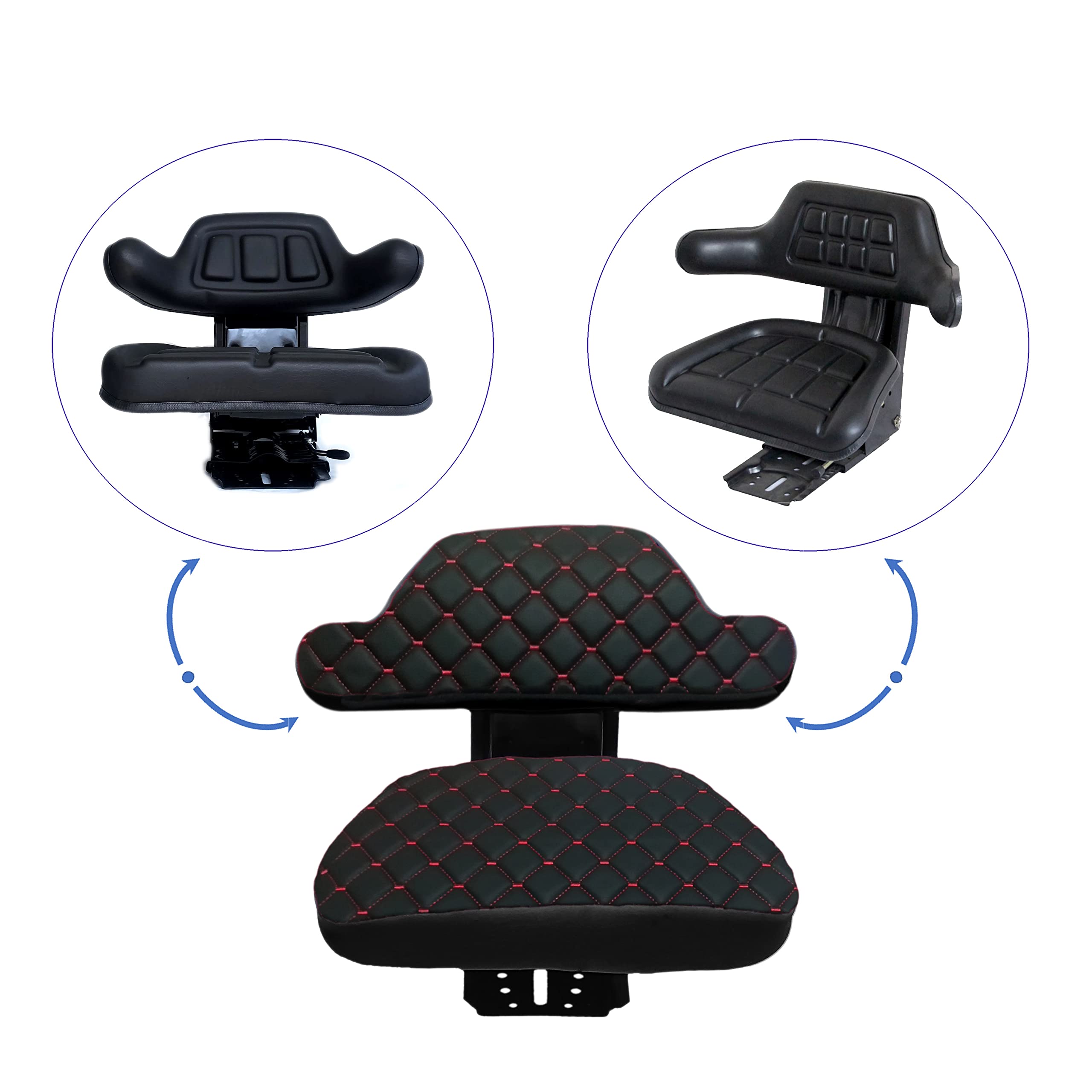 Funda de asiento universal para tractor con reposabrazos fijo, vinilo negro