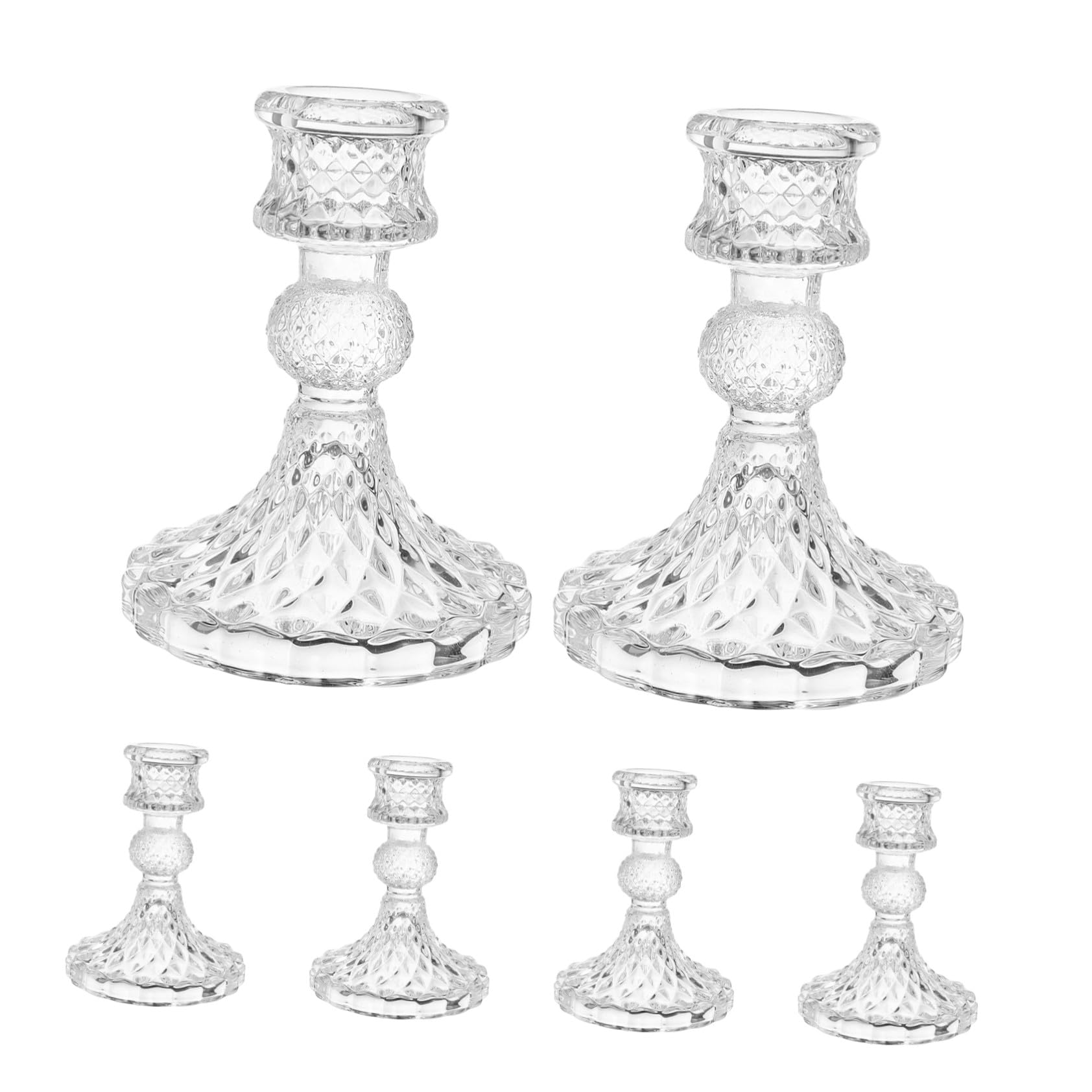 Bougeoirs en verre cristal lot de 6 supports de bougies courts et stables pour table