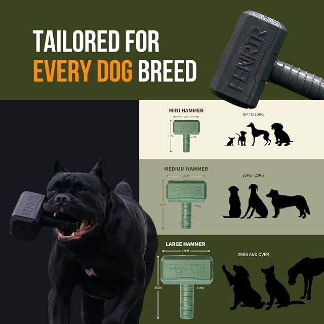 Foto 4 de 8 de Fenrir Hammer - Juguete masticable para perros, juguete de enriquecimiento rellenable de goma fuerte…