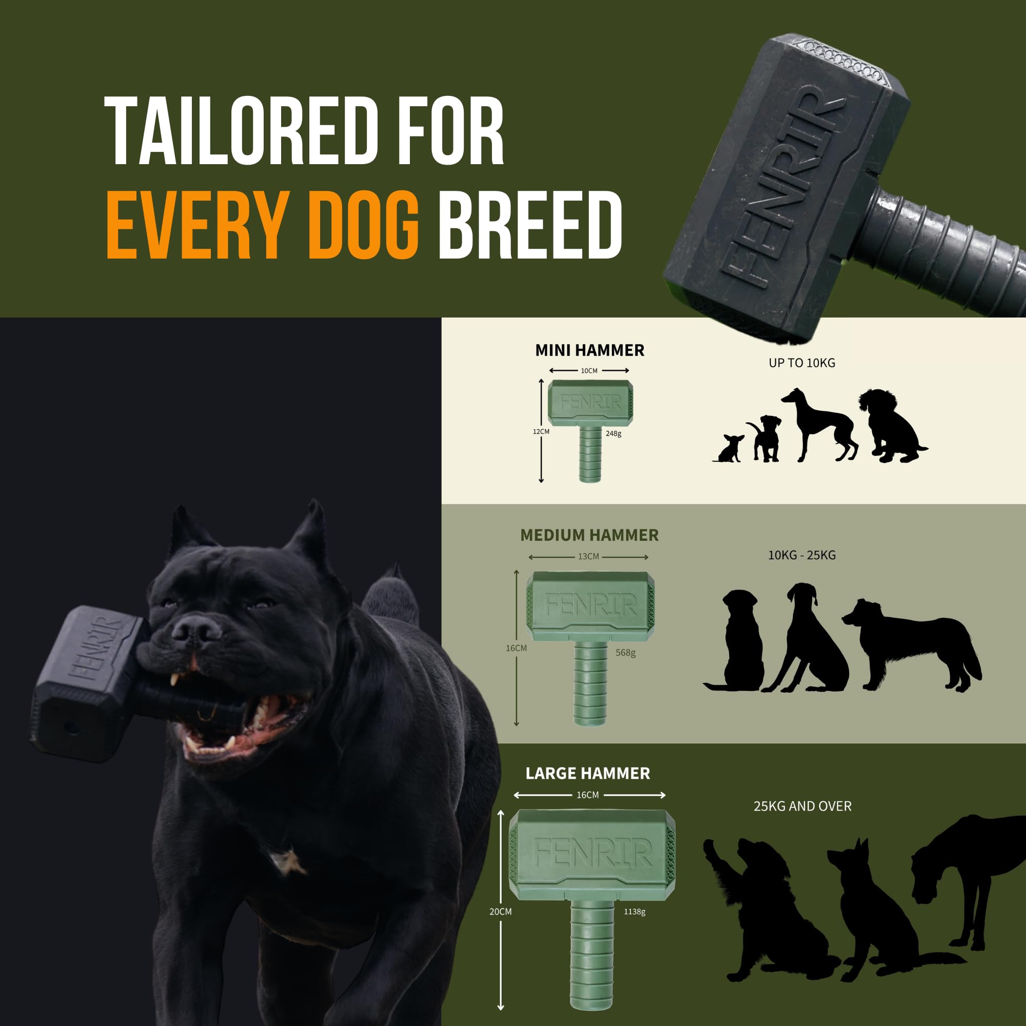 Fenrir Hammer Dog Chew Toy Strong Rubber Stuffable Enrichment Toy for Chewers (Red, Medium) - Image 4