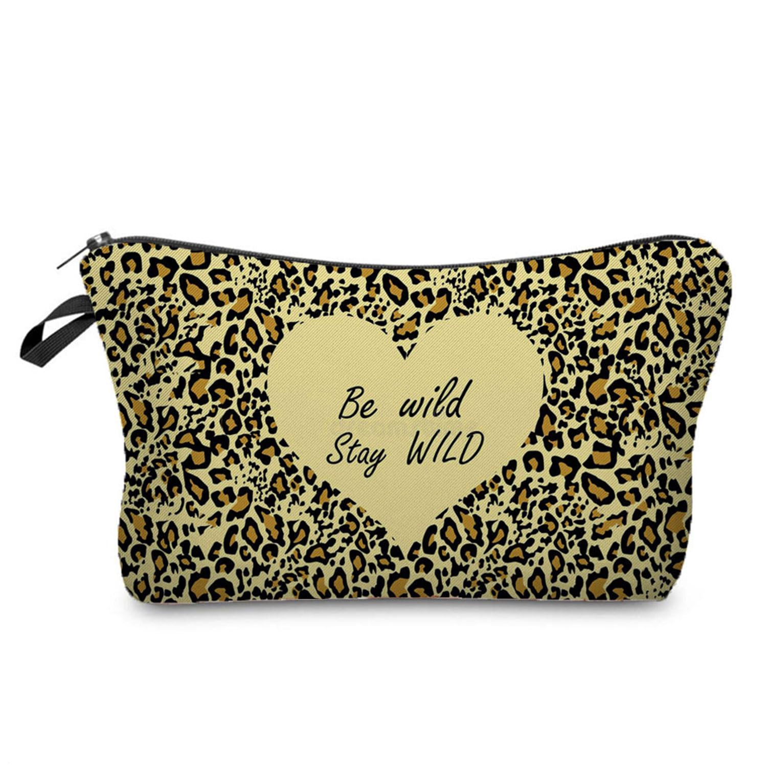 Livel lhood Leopard Wild Cheetah Makeup Bag Cute Small Makeup Organizer Bag Travel Toiletry Zipper Pouch Gift Leopard Stay Wild Cosmetic Bag for Women