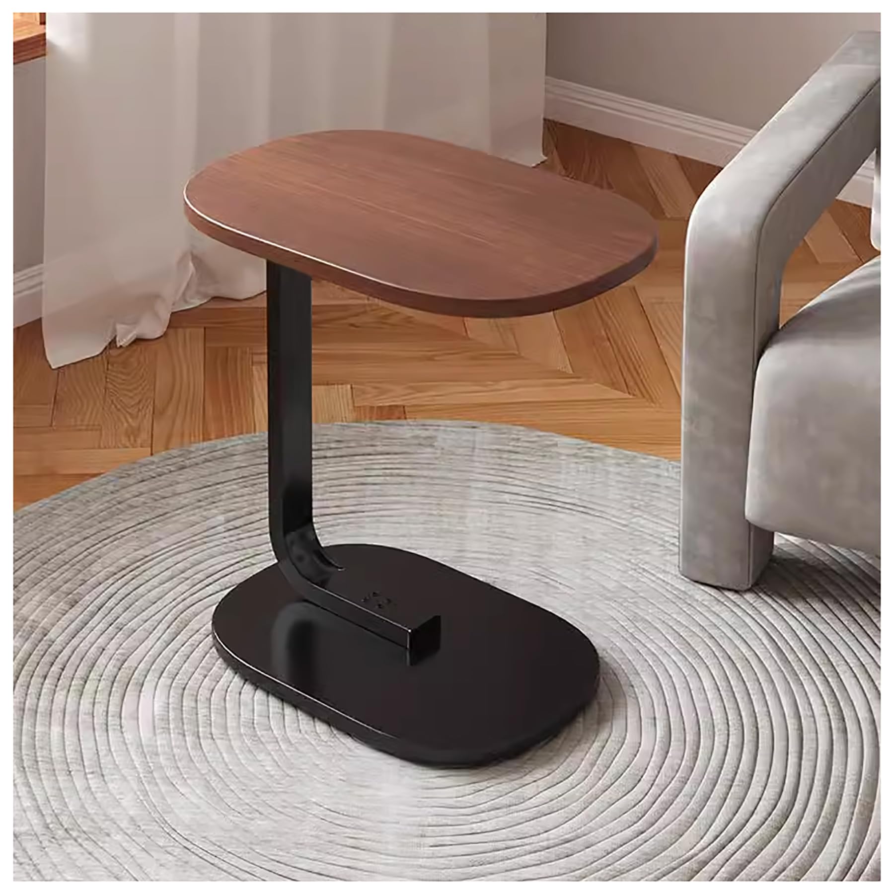 ZLGONRL Wooden End Tables Small Bedside Table Tray End Table C Shaped Side Table Couch Tables That Slide Under