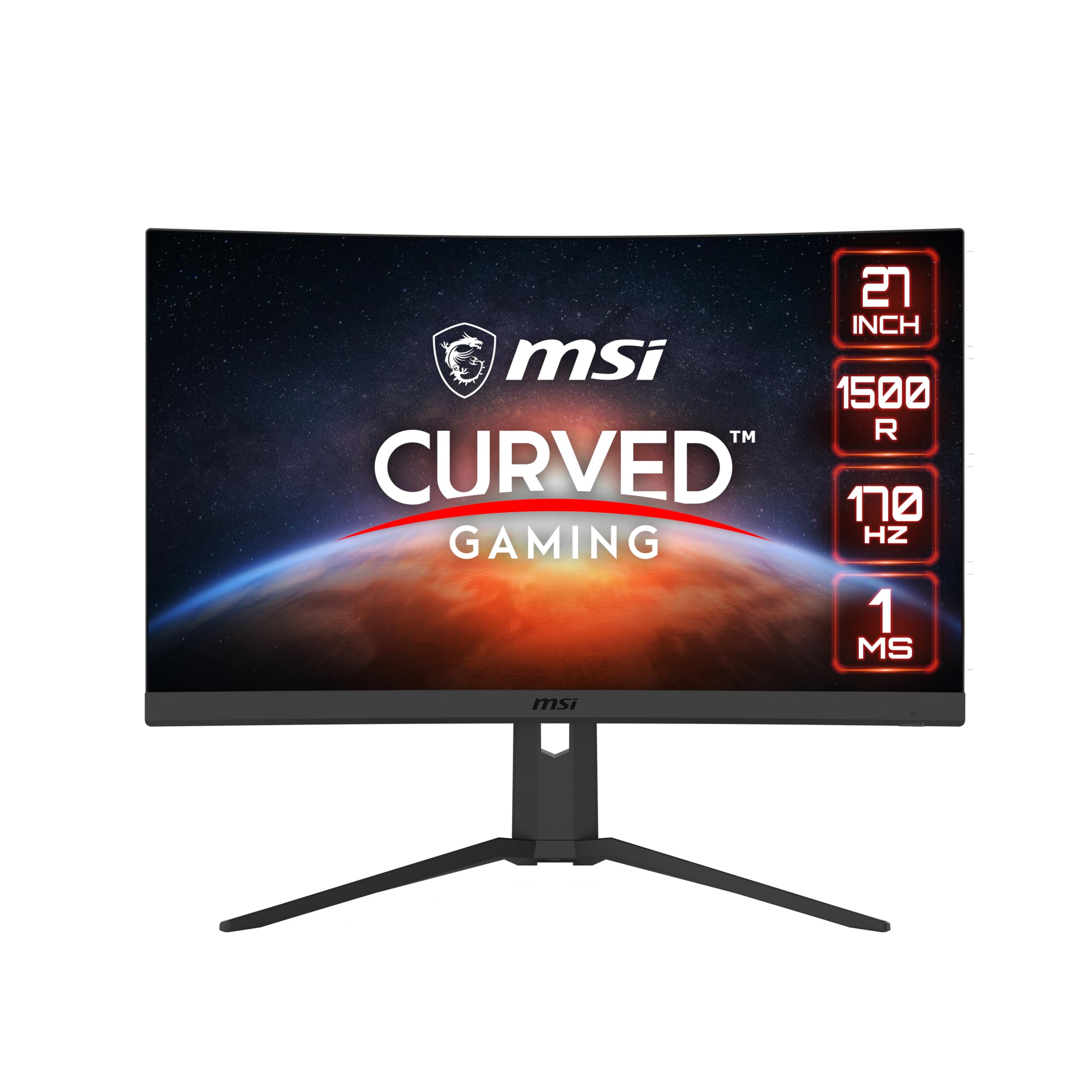 MSI G27CQ4P E2, Monitor Gaming Curvo de 27" Plat, WQHD (2560 x 1440), 170 Hz y 1ms de Respuesta, Casual, visión Nocturna, Negro