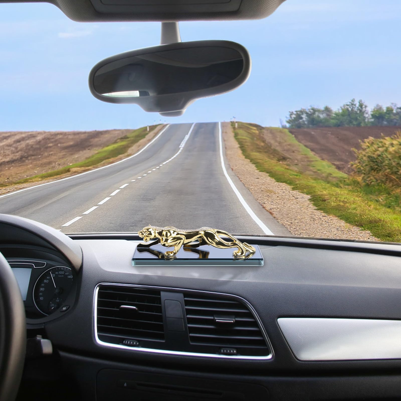 Anneome Adorno Ambientador de Aleación de Zinc con Forma de Leopardo Dorado para Coche y Frescura Automóvil y Oficina para Decoración Interior