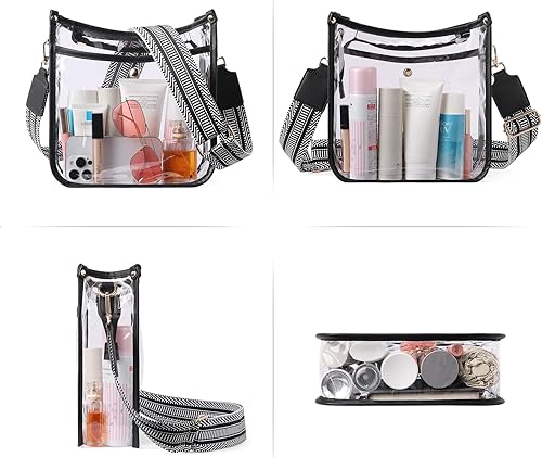 Miniatura 6 de CLUCI Bolso transparente, bolsa transparente para eventos en estadios, bolsa cruzada aprobada por estadios para mujer con correa ajustable
