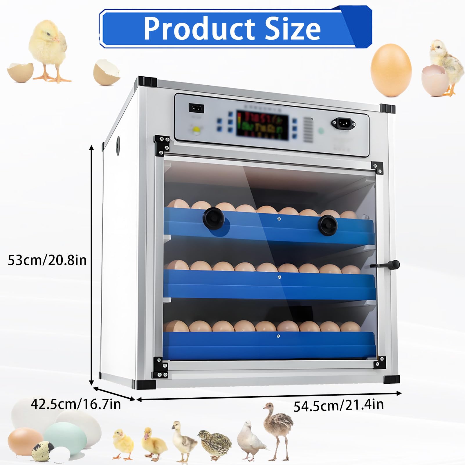 Criadero De Pollos Caja De Cria para Pollitos,Incubadora De Huevos para Incubar,con Indicador Led Y Luz De Disparo De Huevos,hasta 340 Pollitos Aves Codorniz 272Eggs