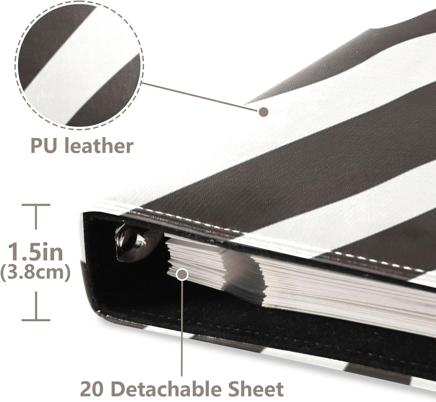 JIPONI Zebra Print Large Photo Album, DIY Leather Cover Scrapbook Albums for 4x6 5x7 6x8 Pictures, Self Adhesive Memory Book for Wedding, Baby, Family