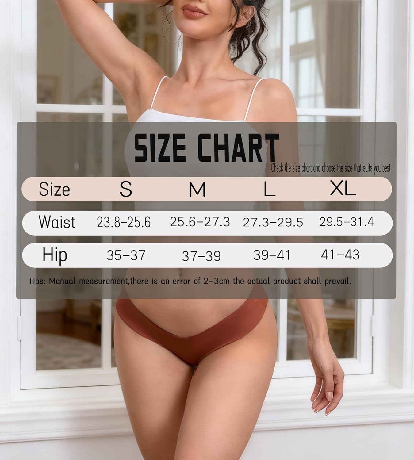 Women Seamless Underwear Stretch Invisible - No Show Panties Soft Bikini Breathable Cheeky Hipster V Cut 7 Pack (7P1,L) - Image 4