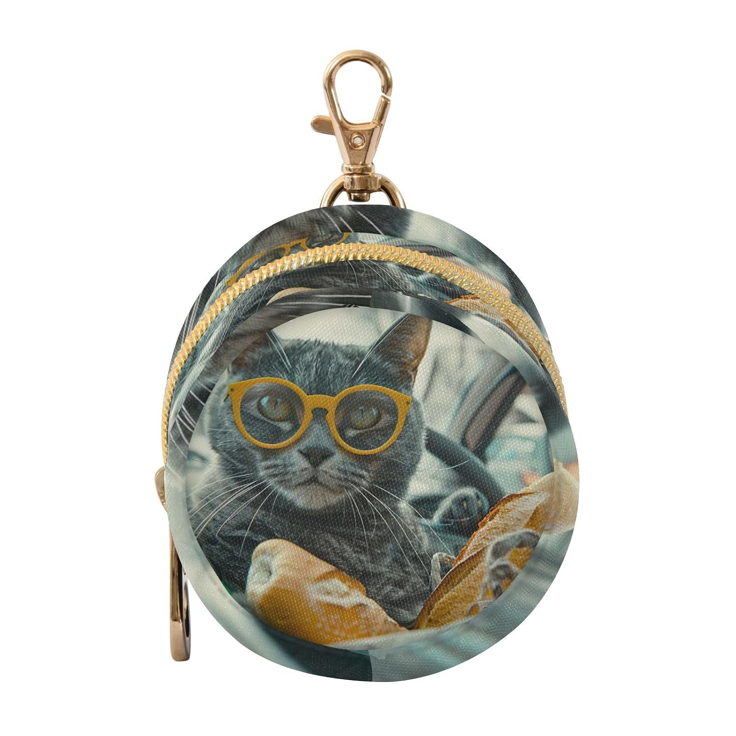 YETTASBIN Funny Cat Portable Pacifier Holder Case with Metal Hook Buckle & Zipper for Diaper Bag and Stroller, Versatile All-in-One Travel-Friendily Baby Pacifier Pouch for Boy Girl