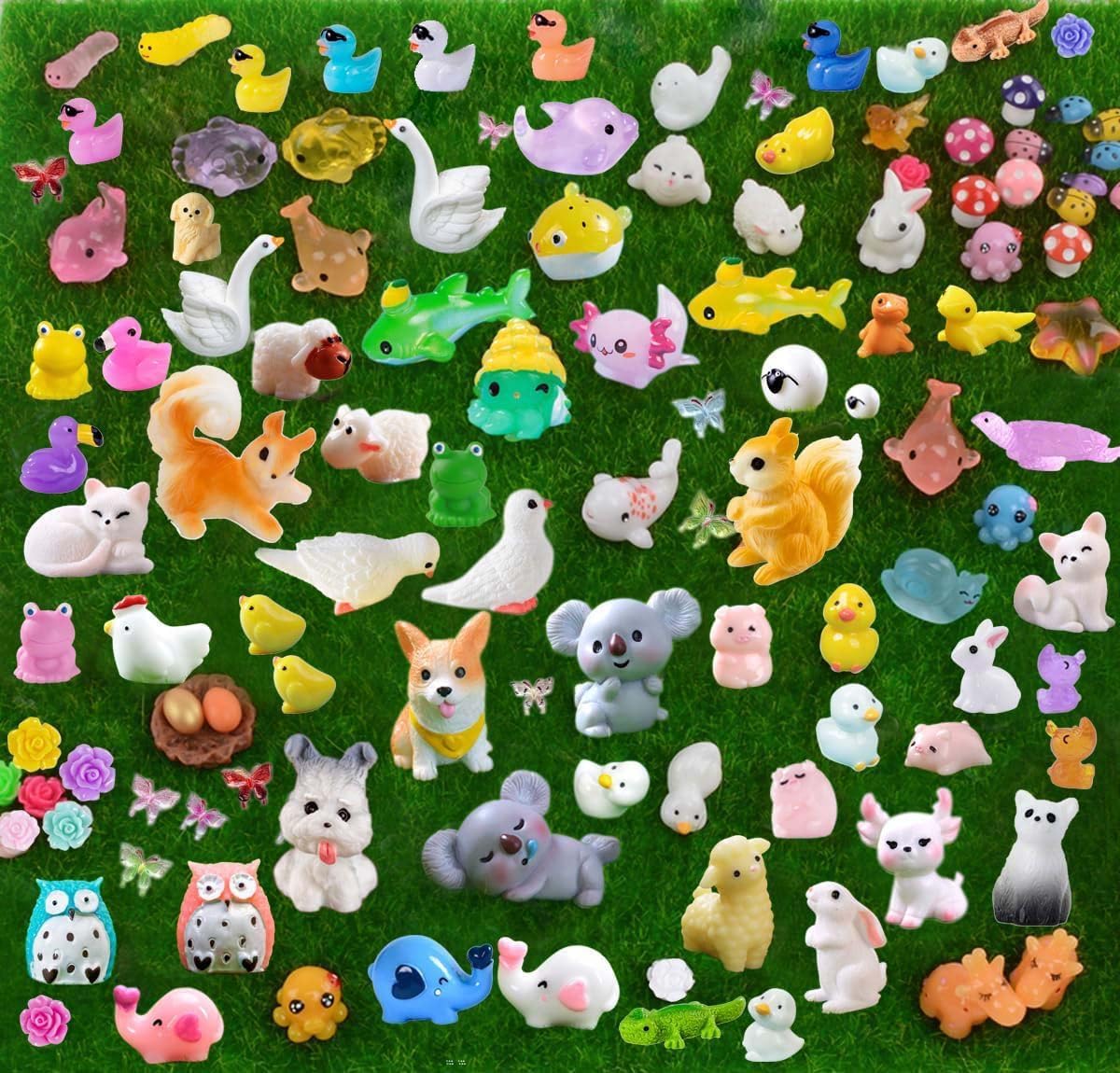 U-Zimikee 150 Pcs Mini Resin Animals - Resin Animals Variety Pack Miniature Animals Figurines Tiny Little Animal Figures Bulk for Fairy Garden Micro Landscape Dollhouse Accessories