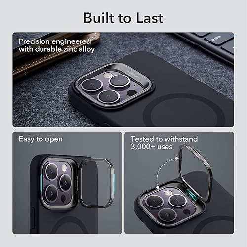 Vista 745 de ESR - Funda para iPhone 15 compatible con MagSafe, funda protectora de grado militar con soporte integrado, cubierta trasera resistente a
