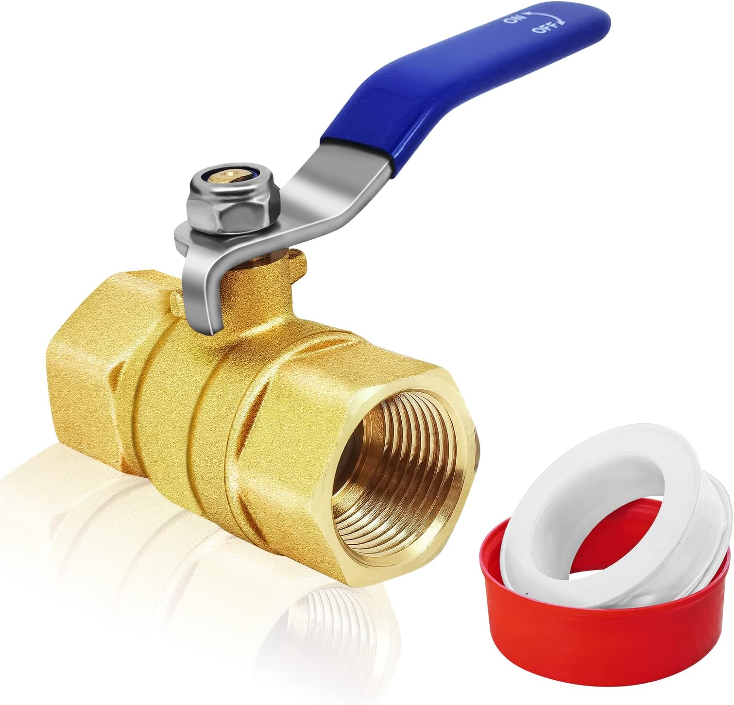 Brass Ball Valve With Female NPT Threads - Lead-Free, Full Port, 600 CWP, Various Sizes For Plumbing