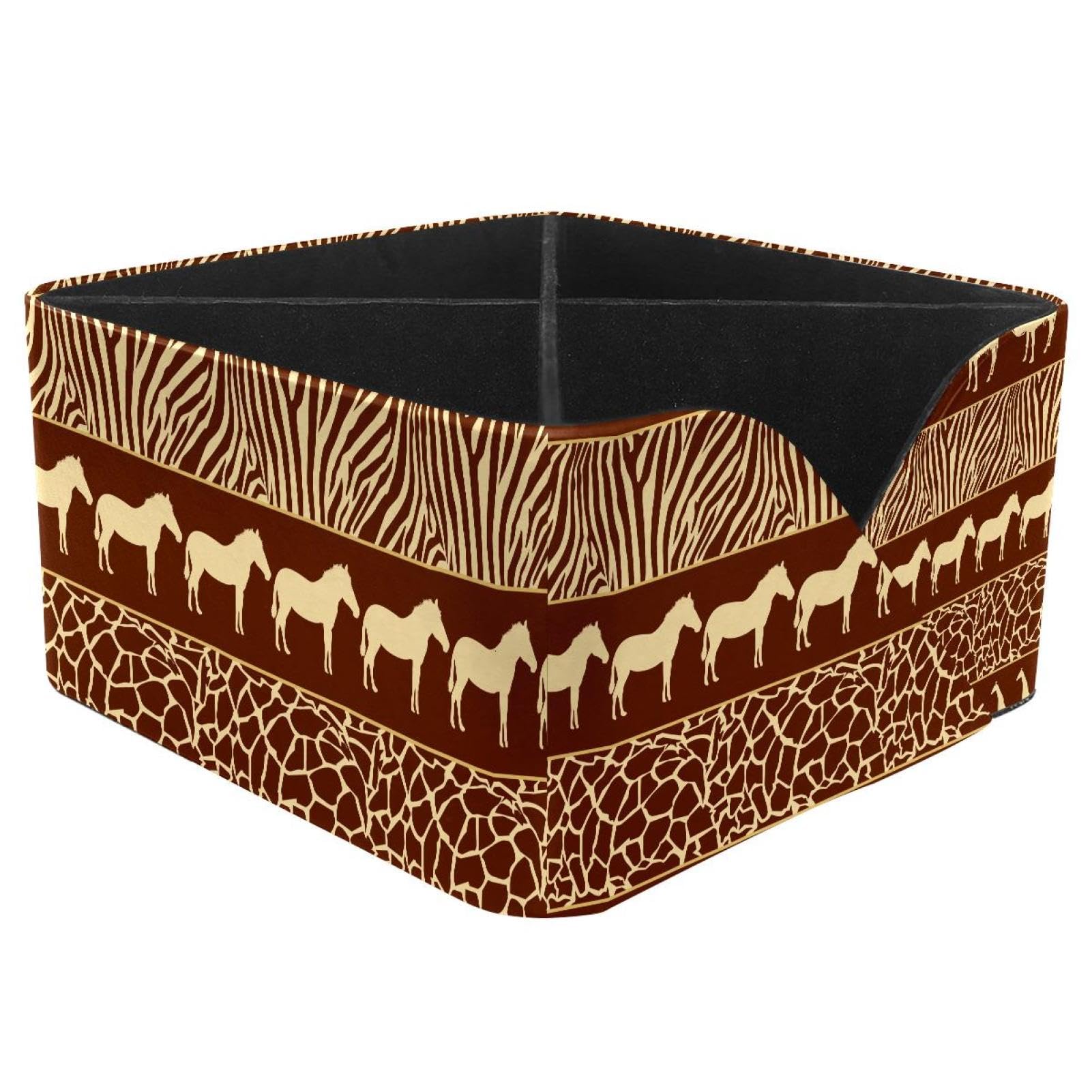 KengjuTesu African Animals Desktop Organizer Pen Holder, Rectangular Pencil Cup for Office, Study and Makeup Stations