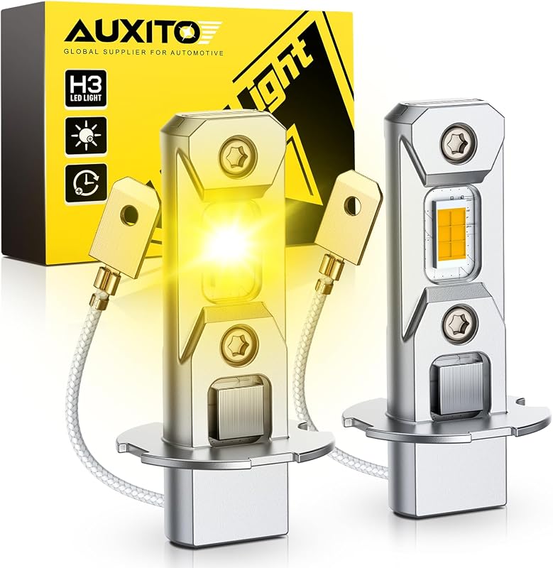 Lâmpadas LED para Farol de Neblina AUXITO H10 9145, Amarelo Âmbar 3000K – Par
