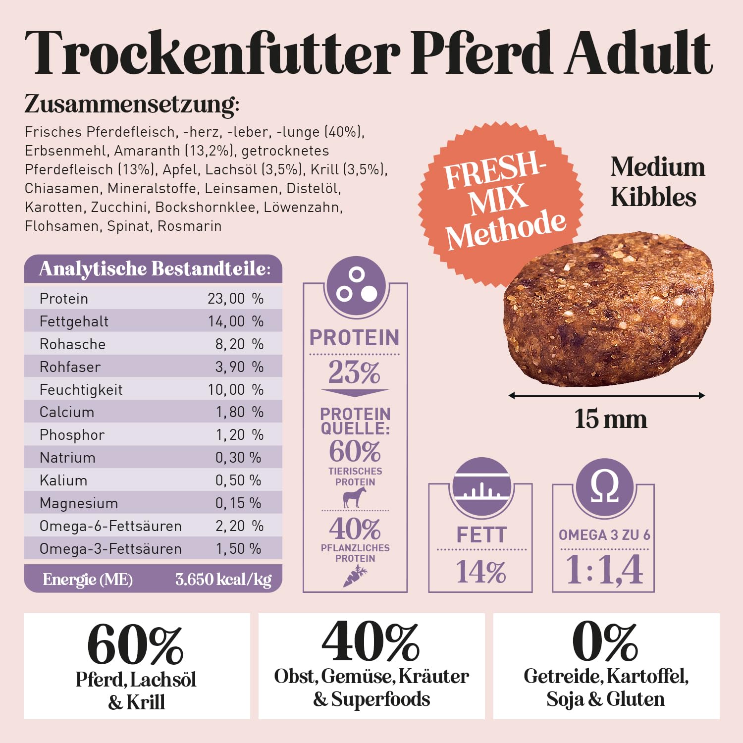 THE GOODSTUFF Pferd (Adult) 12,5 kg | Hochwertiges Hundetrockenfutter getreidefrei | Mit frischem Pferdefleisch | Hundefutter trocken für ausgewachsene Hunde | Super-Premium Trockenfutter für Hunde