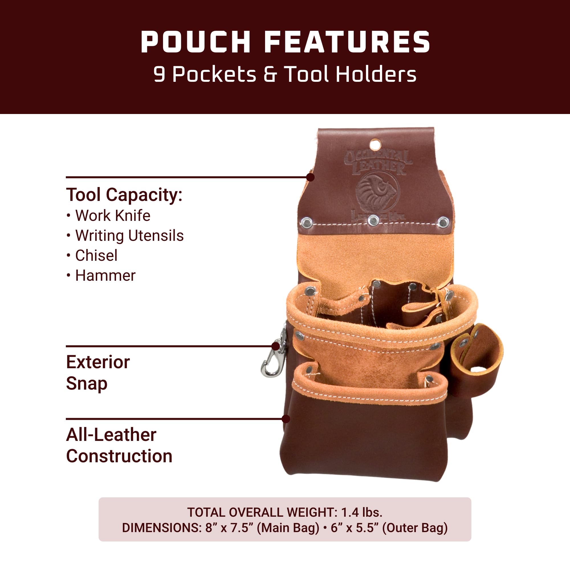 Occidental Leather Pro Trimmer Tool Bag - 9 Pockets & Tool Holders