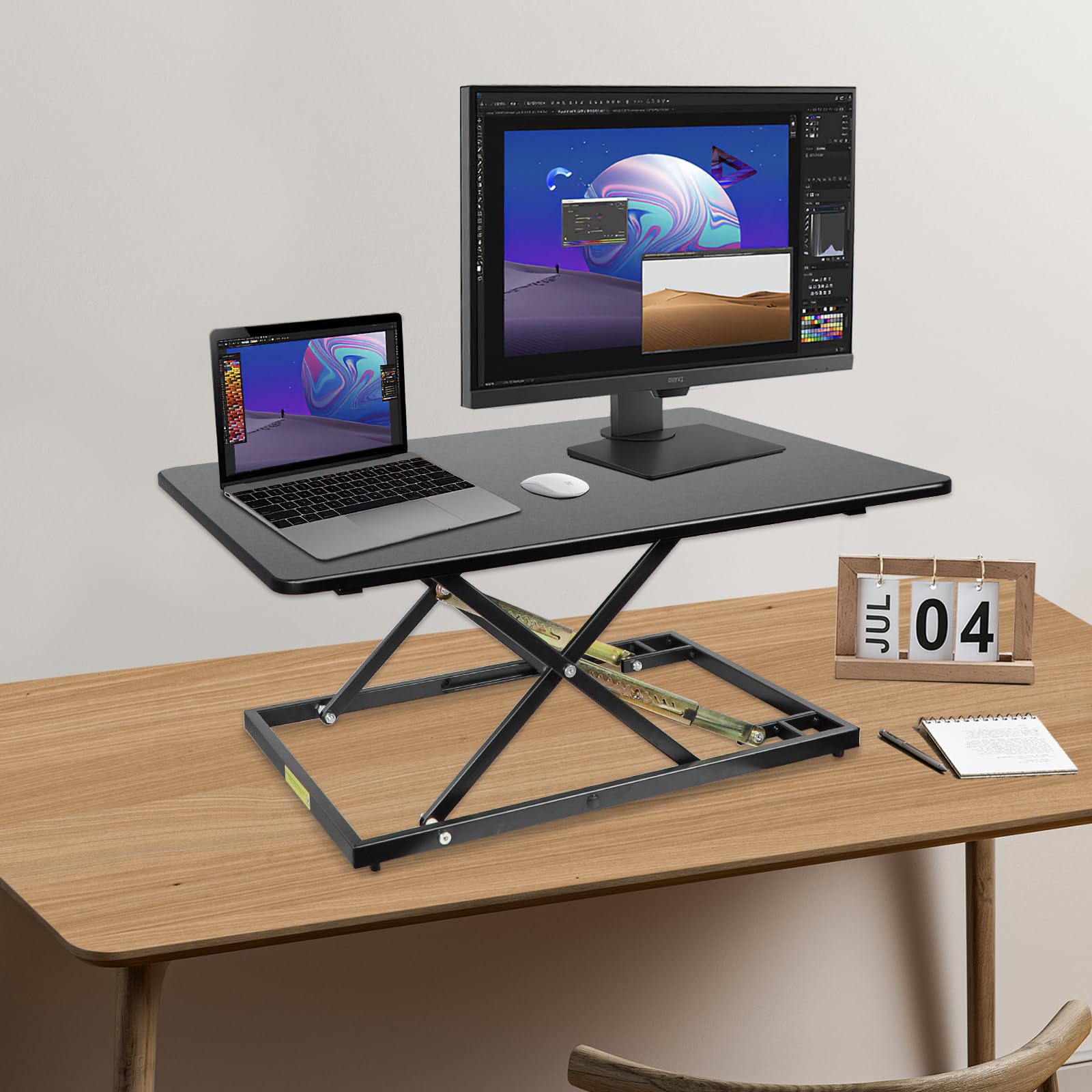 32in Desk Riser for Standing or Sitting Large Standing Desk Converter Height Adjustable Sit Stand Desk Converter Fully — view 8