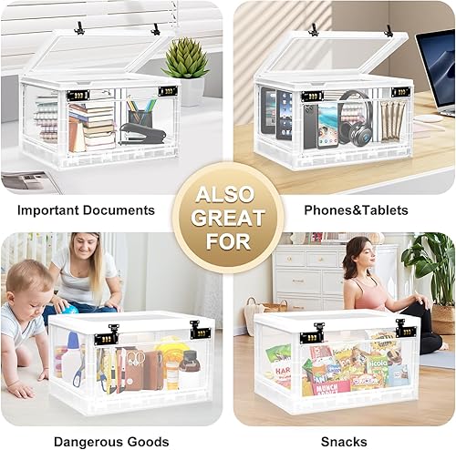 Miniatura 4 de Lalifebuss Caja de bloqueo grande para artículos personales, caja de almacenamiento con cerradura combinada para casillero de oficina, escuela,