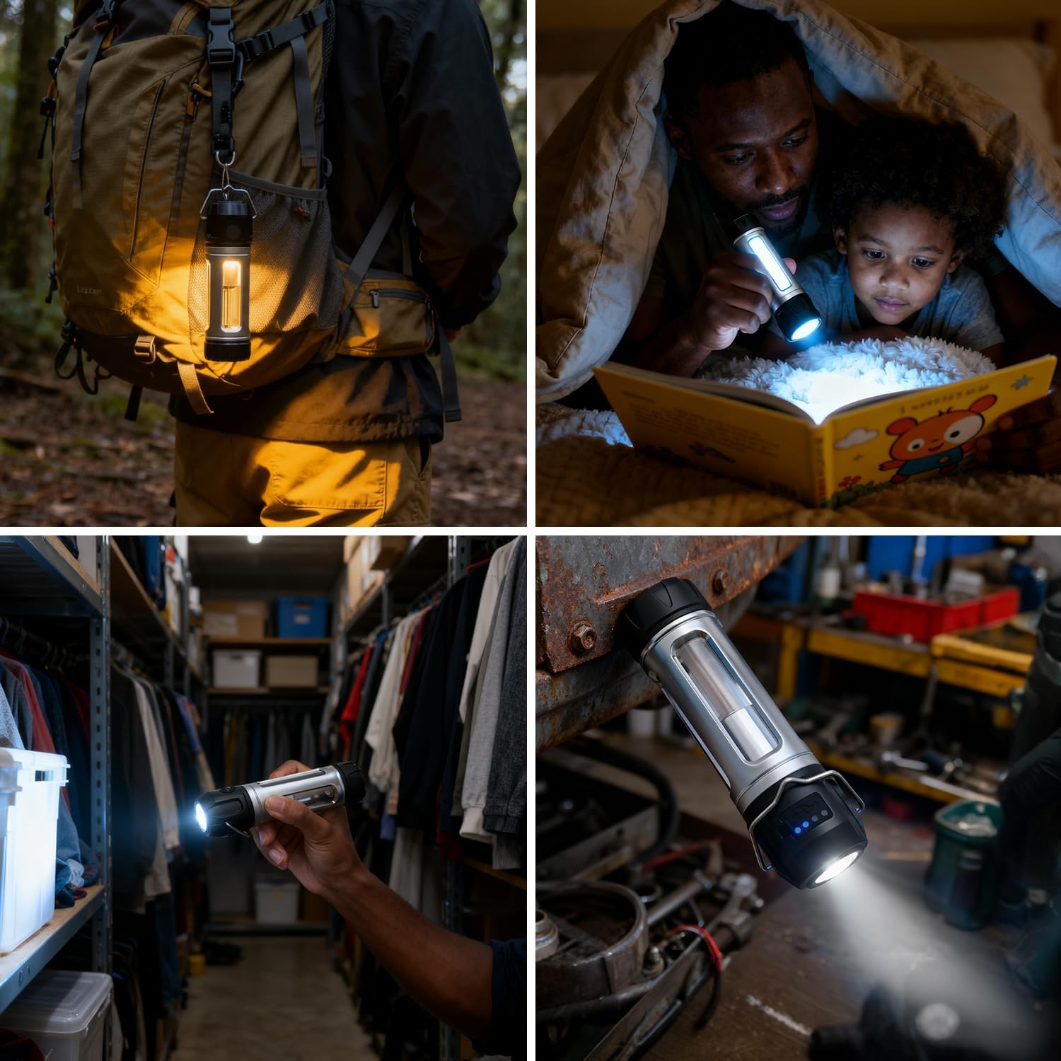 Camping Flashlight Lantern, Small LED Lanterns for Power Outages, Magnetic Flashlight Rechargeable Mini Flashlight for Kids, Suitable for Outdoor, Camping, Fishing, Hiking Gear