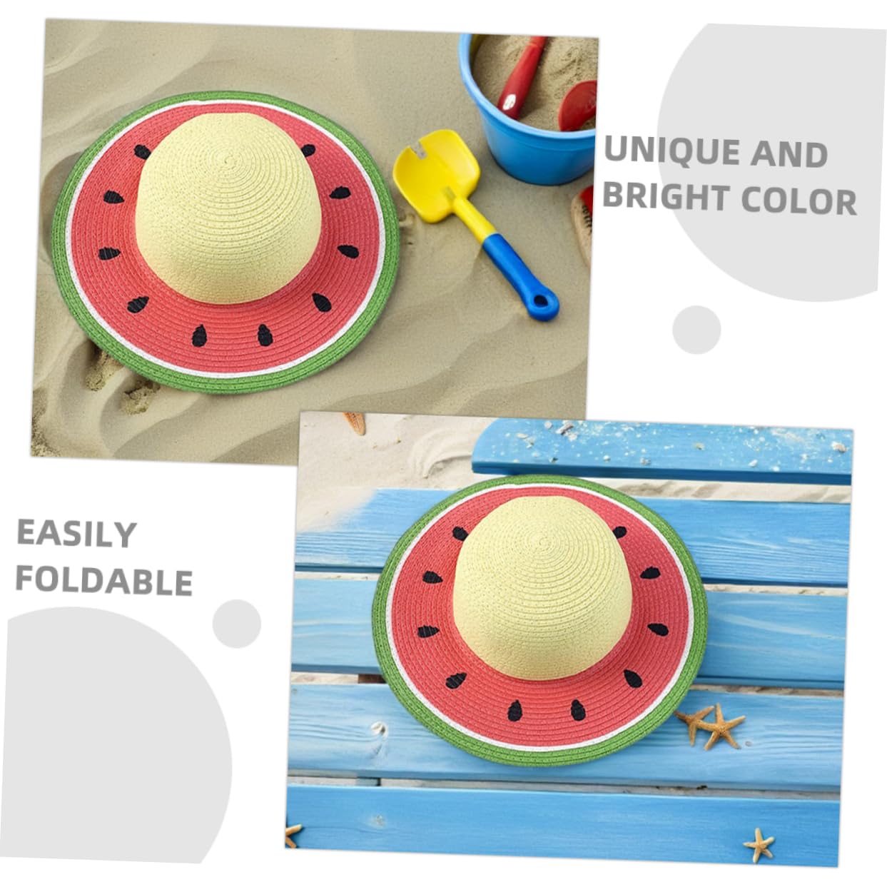 Healifty Sombrero de Paja Chino Tejido a Mano Diseño de Sandía para Niña, Decoracion Verano, Sombrero de Playa Ligero y Transpirable Adecuado para Actividades al Aire Libre