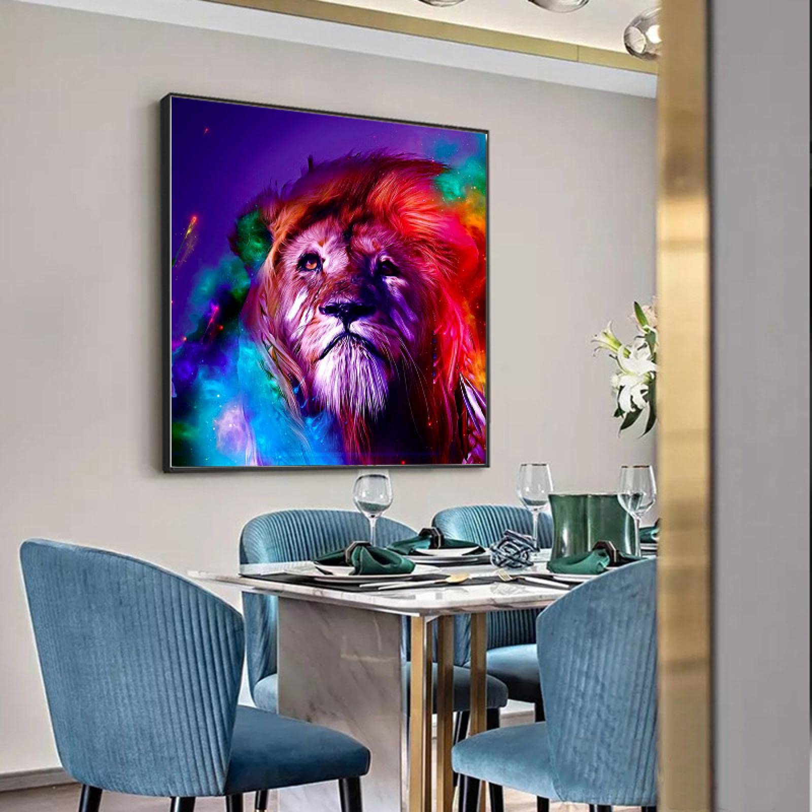 Amazon.co.jp: レインボーカラー動物絵画キャンバスアートプリントと