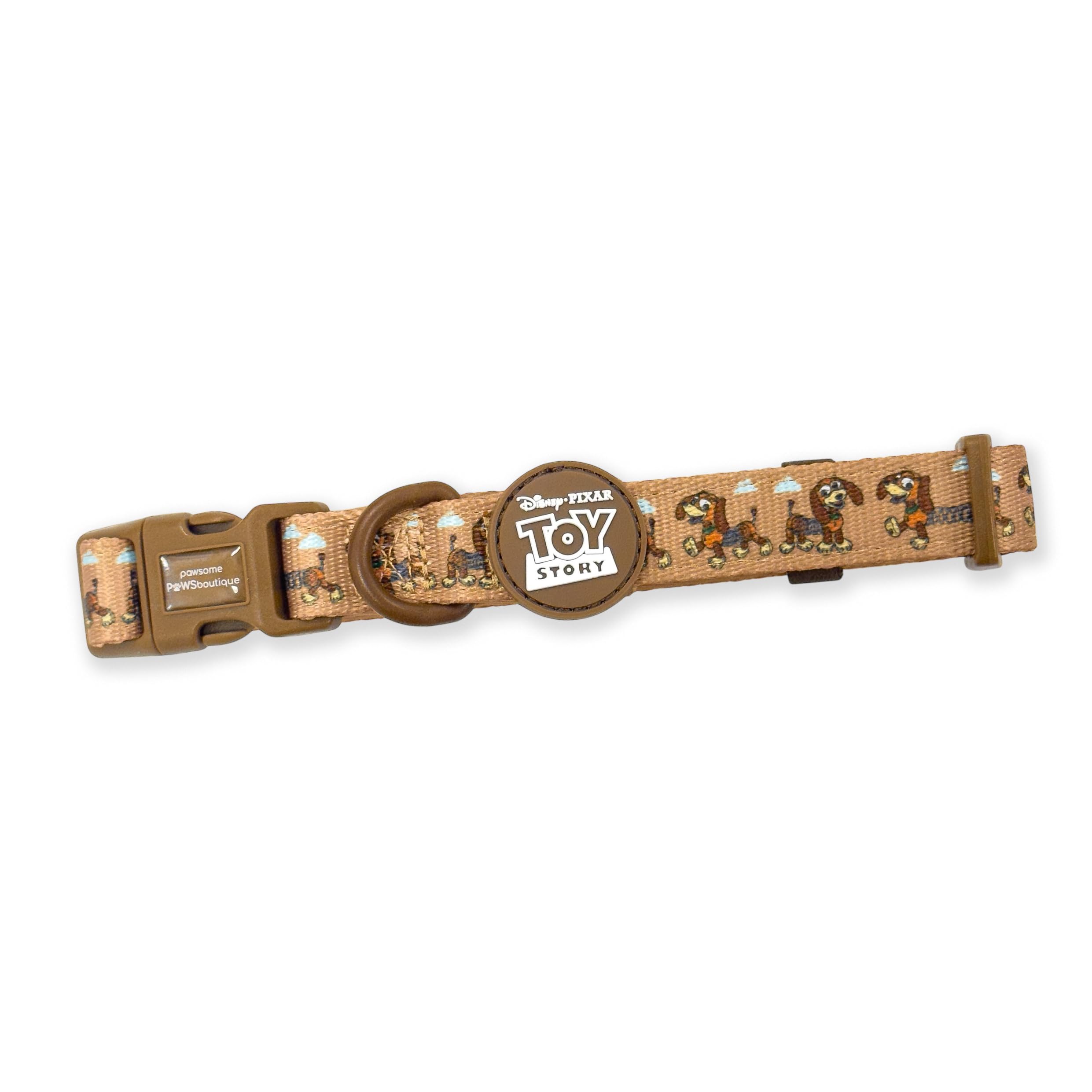 Pawsome Paws Boutique Toy Story Slinky Dog Collar - Fully Adjustable & Neoprene Padded Pet Collar with Sturdy D-Ring for Puppies and Dogs (L)
