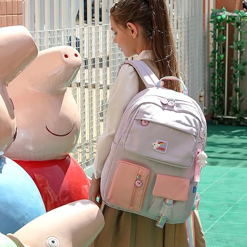 Miniatura 6 de Mochila para niños y niñas mochilas primarias bolsas de escuela secundaria para mujer mochila casual para enviar colgante Morado 12 inches6 inches17