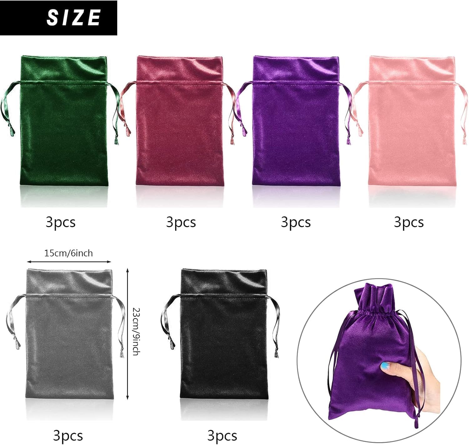 Velvet Bags With Drawstring Jewelry Pouches Gift Bags 18 Pcs image 2
