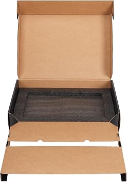 CRUGLA Black Laptop Shipping Box with Cushioned Foam, Up to 17 inch Corrugated Cardboard Mailer for Laptop Notebook Shipment,1 Pack