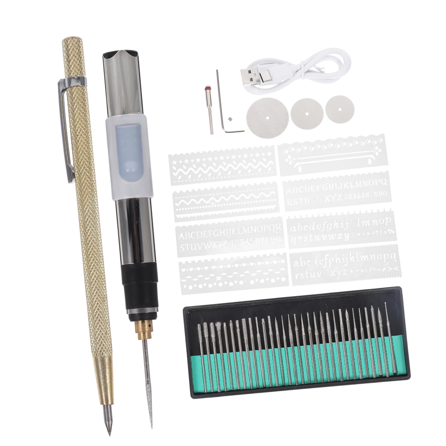 CIMAXIC 1 Set Electric Grinder Engraving Pen Portable Drill Electrical Tools Electric Tool Electric Engraving Kit Etching Pen Electric Vise Power Grinding Engraving Tool Kit Silver Steel
