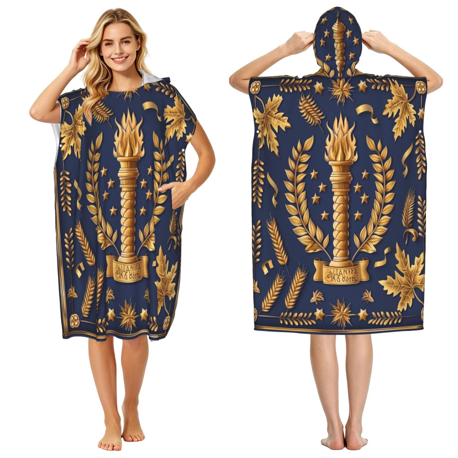 KLGRTJHK Indiana State Flag Adult Hooded Beach Poncho Towel 43"X35"