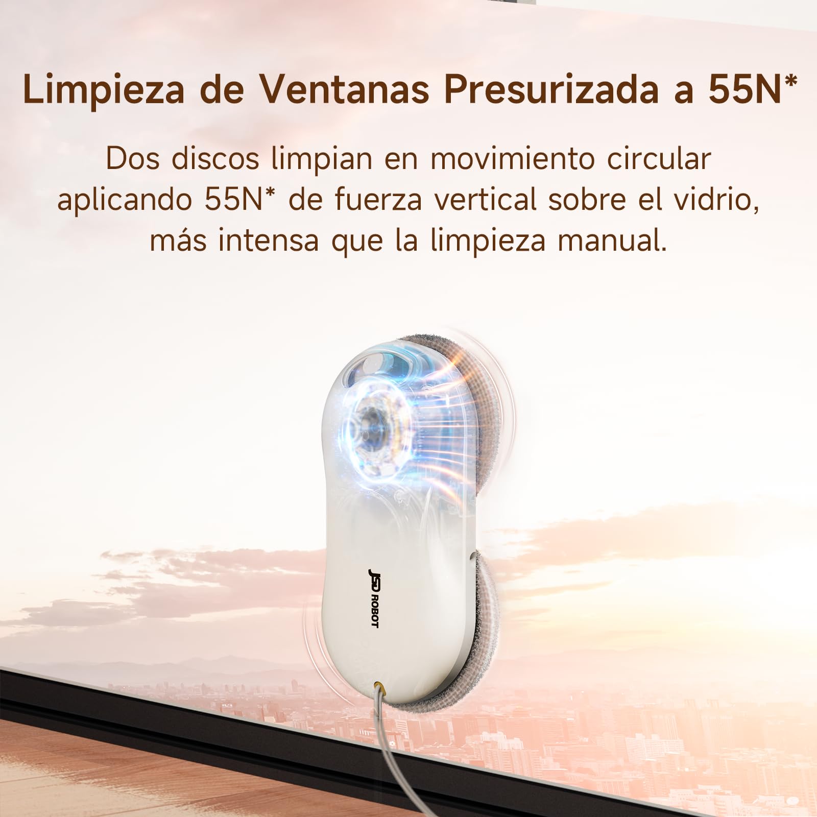 T30 Robot Limpiacristales, Succión 5500 Pa, Pulverización 2 Lados, Silencioso, Delgado 6,05 cm, Planificación de Ruta Automática, Protecciones Múltiples,Uso Interior/Exterior (Blanco)