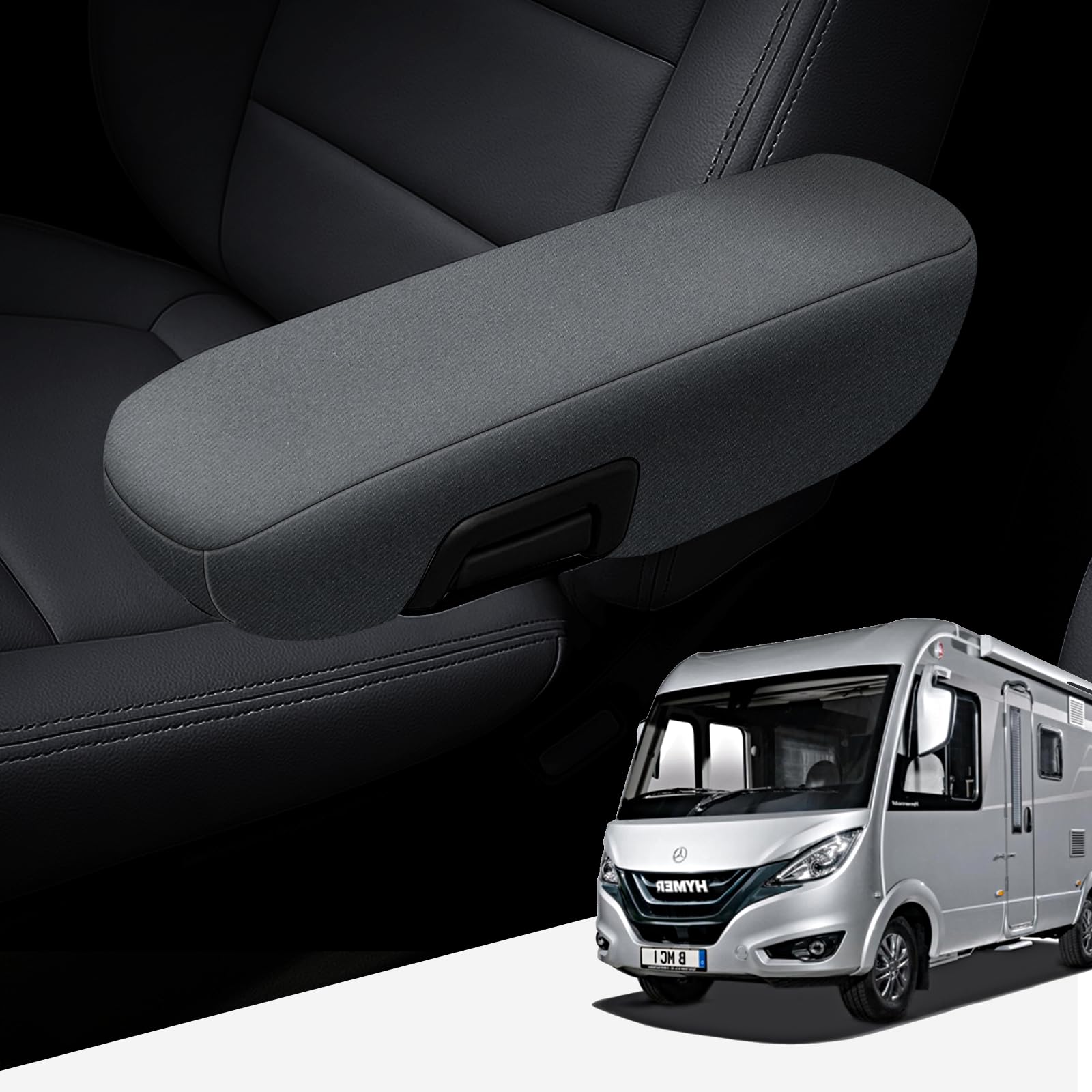 Armleuninghoes voor autostoel, vervanging voor Fiat Ducato Peugeot Boxer Citroën Jumper 2006-2024, 4 stuks armleuninghoes voor camper zwart, elastische autoarmleuningafdekking