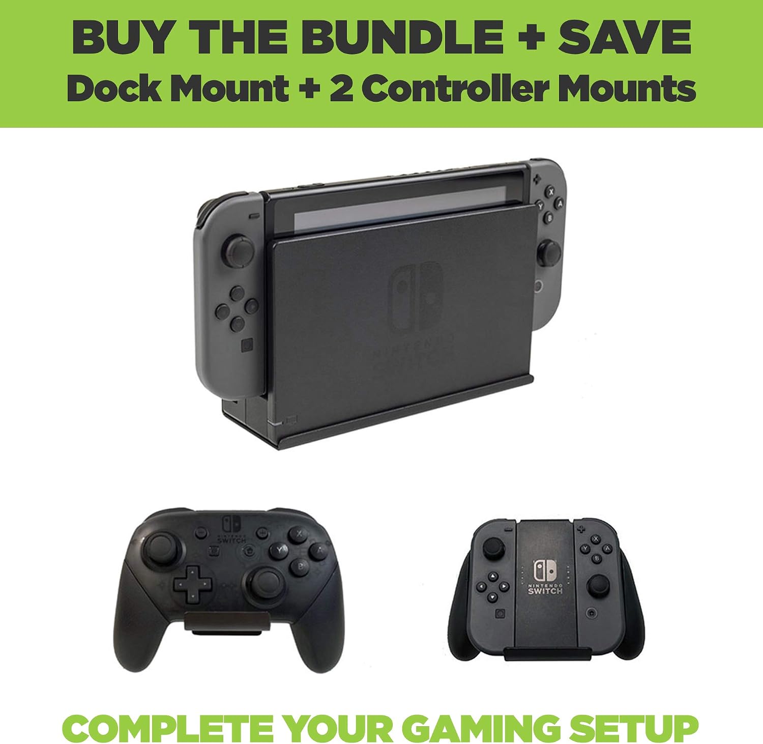 HIDEit Mounts Switch Bundle, Wall Mounts for Nintendo Switch and Controllers, Steel Mount for Nintendo Switch and 2 Controller Mounts, Compatible with Nintendo Switch OLED