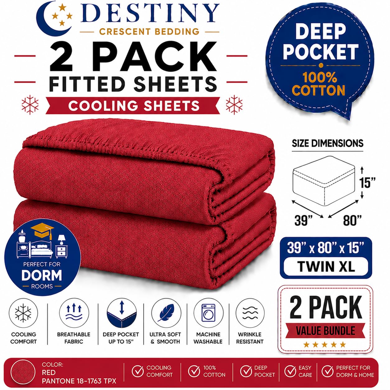 Amazon.com: Knit Jersey 100% Cotton 2 Twin XL Fitted Bed Sheets (2