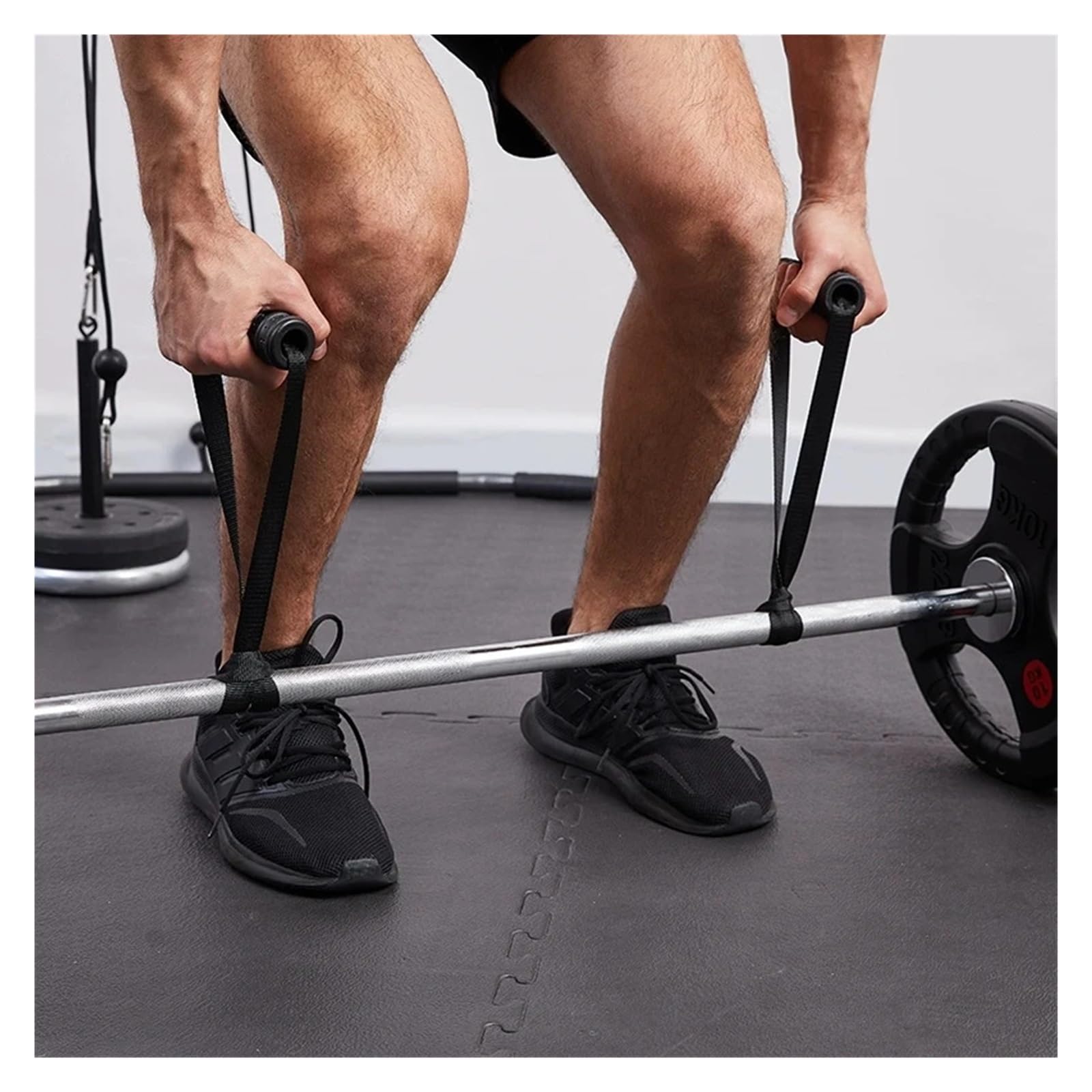 Corda for tricipiti da tirare giù con manico in plastica in spugna, fettuccia in nylon ad alta resistenza for allenamento in palestra a casa, bicipiti e(Black C)