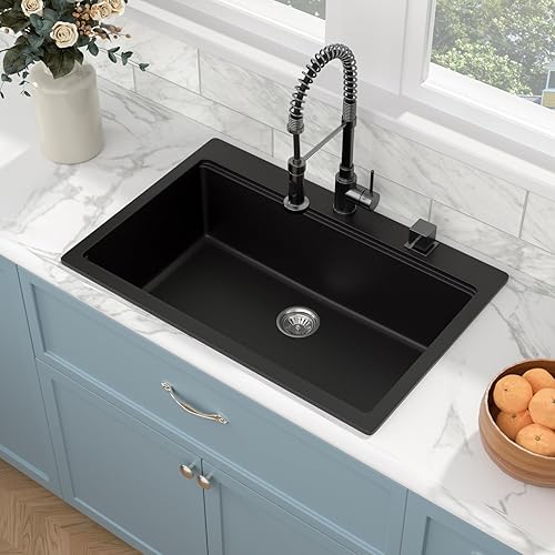 Miniatura 65 de Sarlai Fregadero de cocina negro de 18 x 18 pulgadas, fregadero de estación de trabajo de preparación de barra de 18 x 18 pulgadas, fregadero