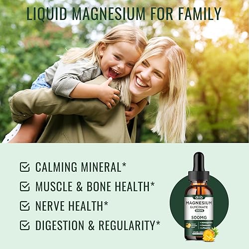 Miniatura 2 de Glicinato de magnesio 500 mg  Gotas de magnesio líquido, Ashwagandha, L - Teanina, Manzanilla - Calma y alivio del estrés, relajación, sueño