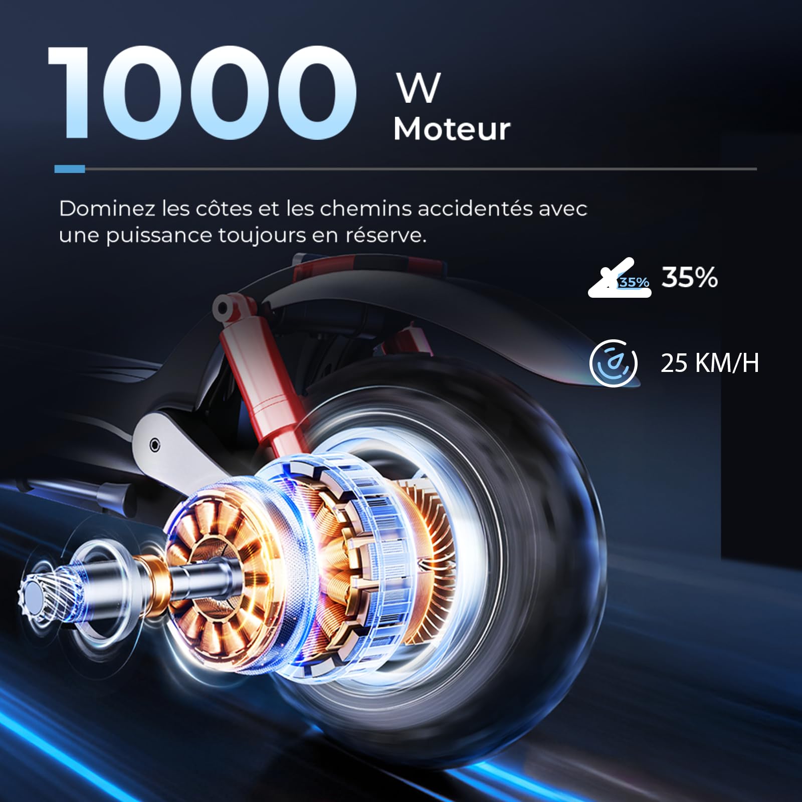 isinwheel GT2 Trottinette Électrique Adulte 1200W,Batterie 48V 15Ah,Autonomie 60KM,Pliable Tout Terrain avec Amortisseurs Avant/Arrière,APP,Clignotants,Éclairage Ambiance,Charge Max 150KG