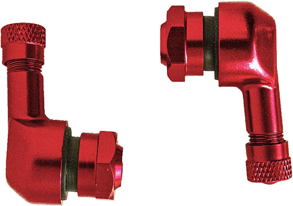 Forged Alloy Angled Valve Stem with Pre-Applied Threadlocker Nut, 0.357in (8.3mm) Size, Red